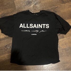 All Saints Black Tee with White Accents
